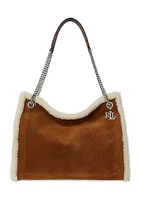 Shearling-Trim Large Bradley Tote Bag