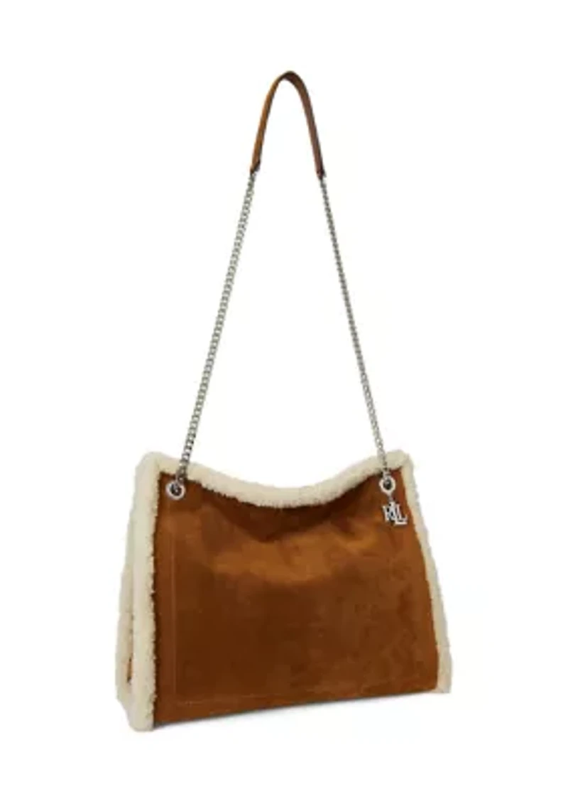 Shearling-Trim Large Bradley Tote Bag
