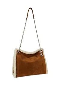 Shearling-Trim Large Bradley Tote Bag