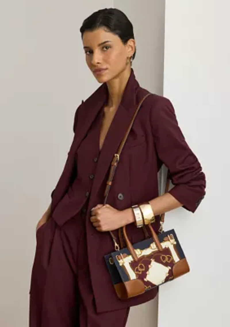 Belting-Print Small Devyn Tote Bag