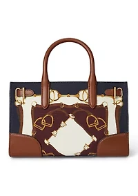 Belting-Print Small Devyn Tote Bag