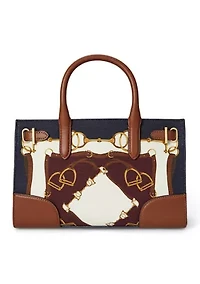 Belting-Print Small Devyn Tote Bag