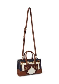 Belting-Print Small Devyn Tote Bag