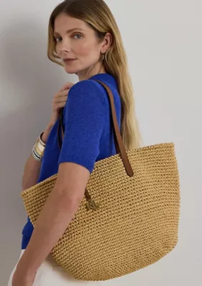 Crocheted Straw Large Lainey Tote Bag