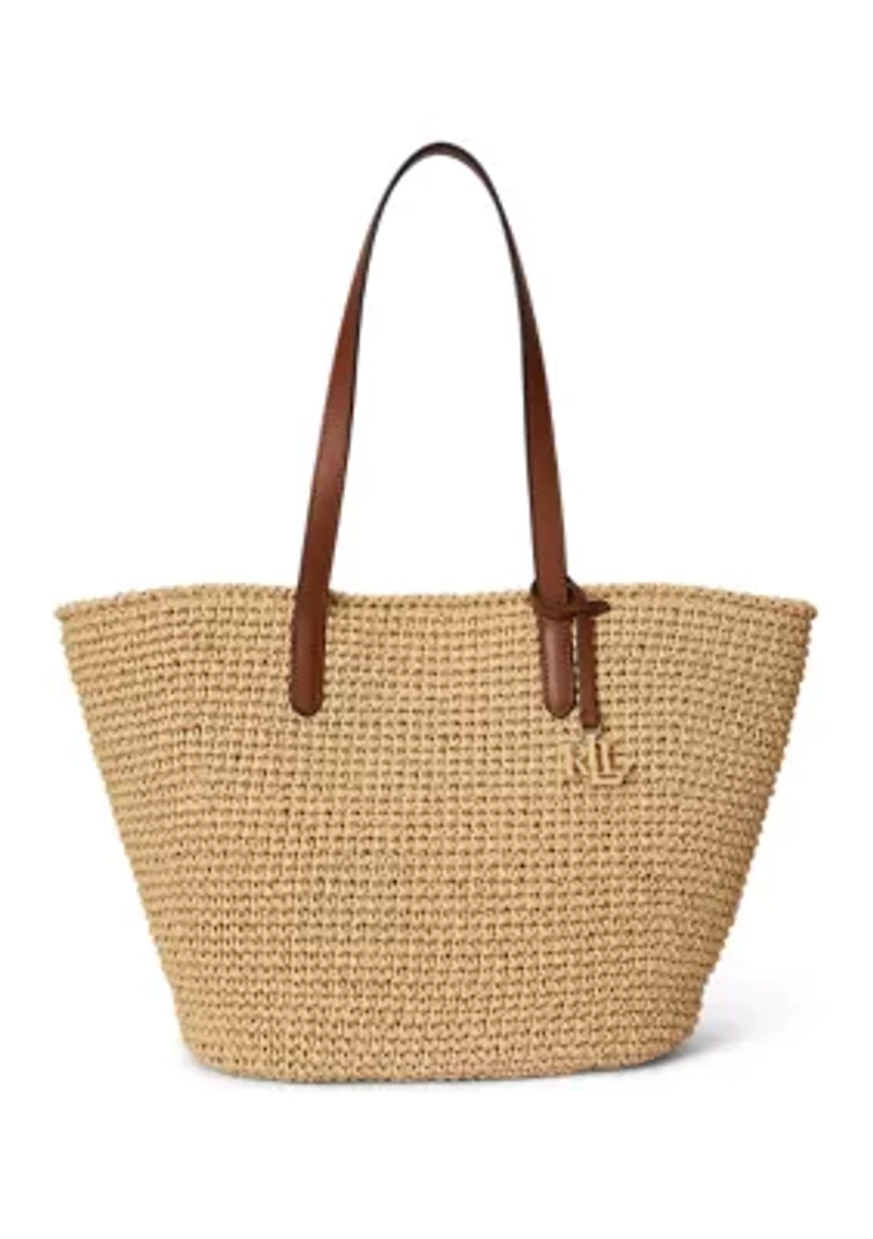 Crocheted Straw Large Lainey Tote Bag