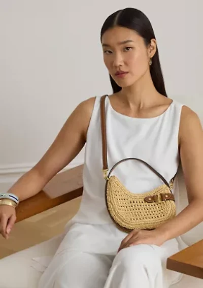 Woven Straw Small Tasha Crossbody Bag