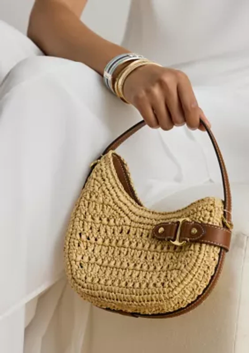 Woven Straw Small Tasha Crossbody Bag
