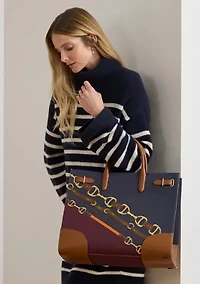 Belting-Print Large Devyn Tote Bag