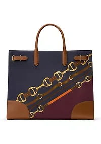 Belting-Print Large Devyn Tote Bag