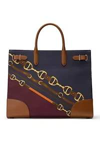 Belting-Print Large Devyn Tote Bag