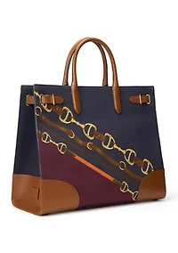 Belting-Print Large Devyn Tote Bag