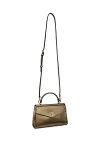 Metallic Leather Small Farrah Satchel