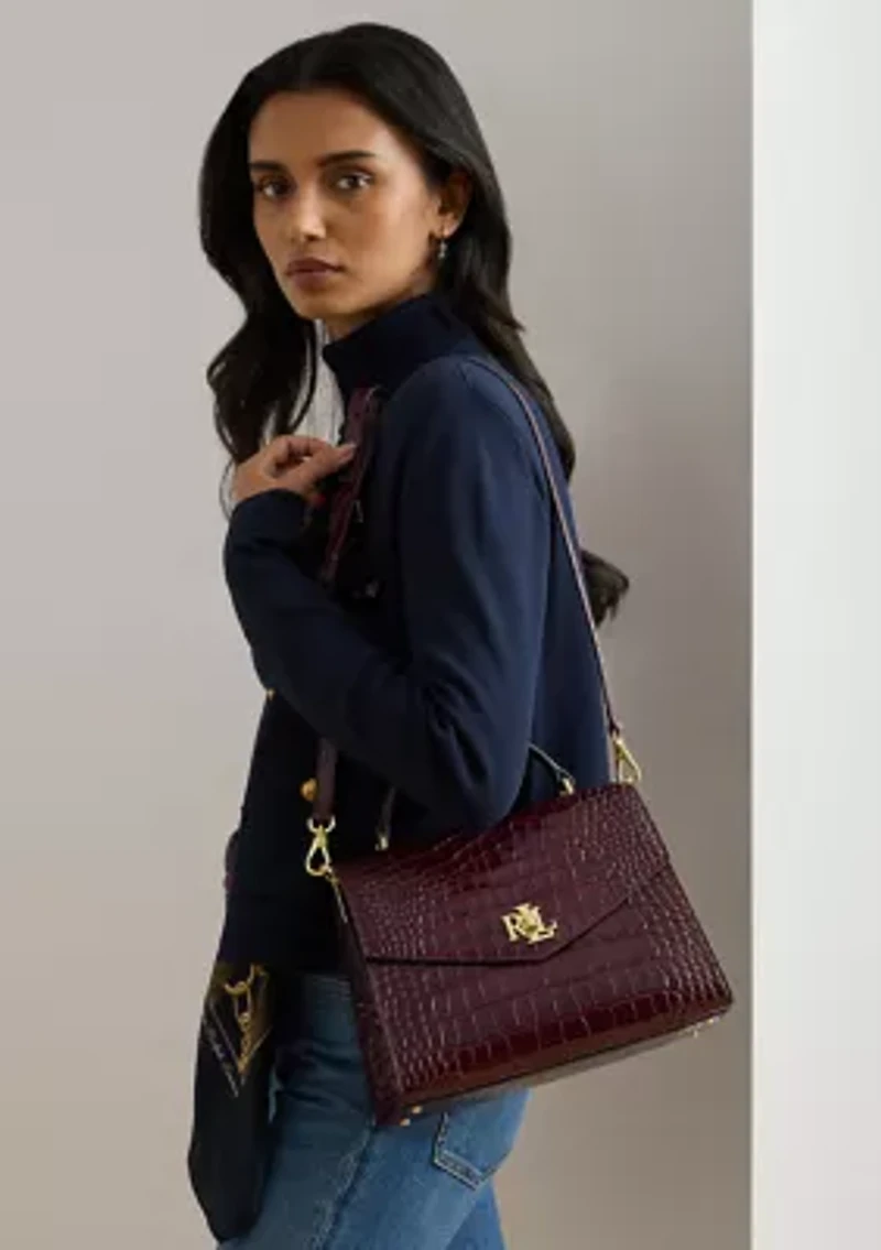 Two-Tone Leather Small Reese Bucket Bag