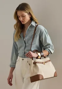 Cross-Dyed Canvas Large Blaike Satchel