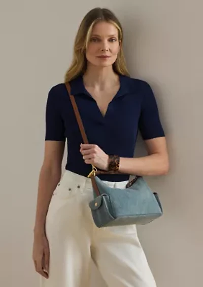 Washed Denim Small Blaike Shoulder Bag