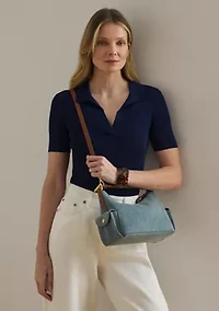 Washed Denim Small Blaike Shoulder Bag