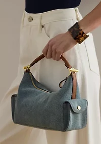 Washed Denim Small Blaike Shoulder Bag