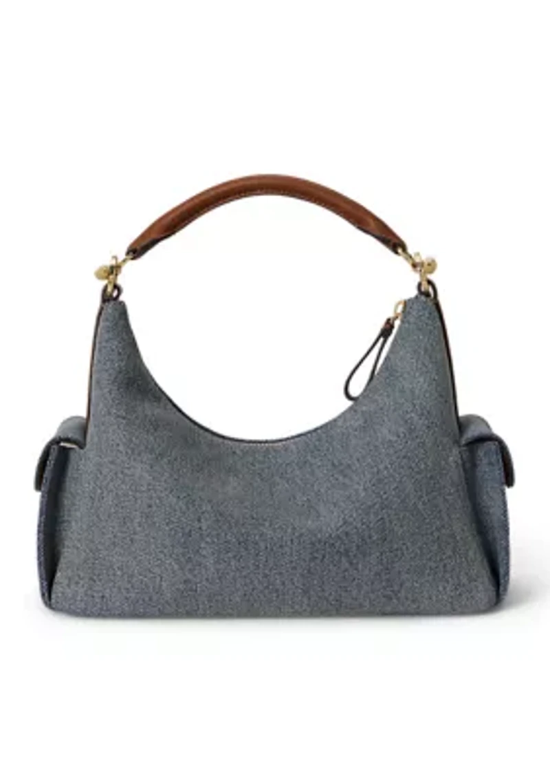 Washed Denim Small Blaike Shoulder Bag
