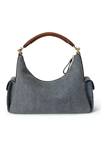 Washed Denim Small Blaike Shoulder Bag