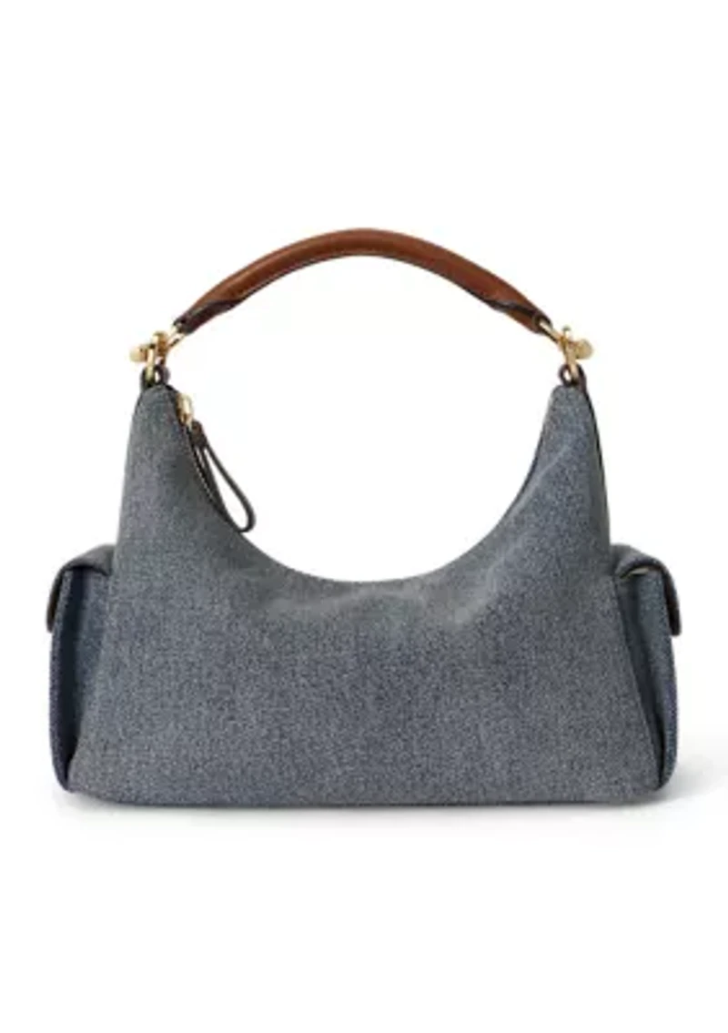 Washed Denim Small Blaike Shoulder Bag