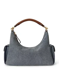 Washed Denim Small Blaike Shoulder Bag