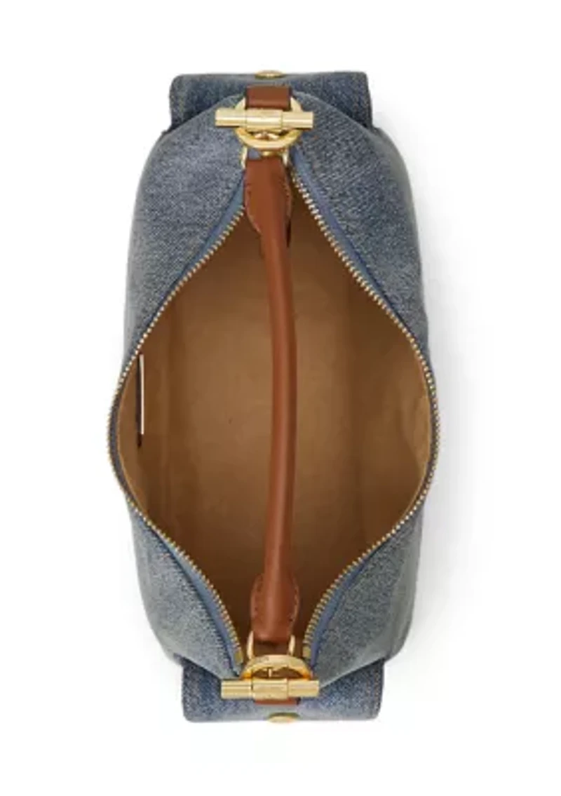 Washed Denim Small Blaike Shoulder Bag