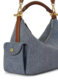 Washed Denim Small Blaike Shoulder Bag