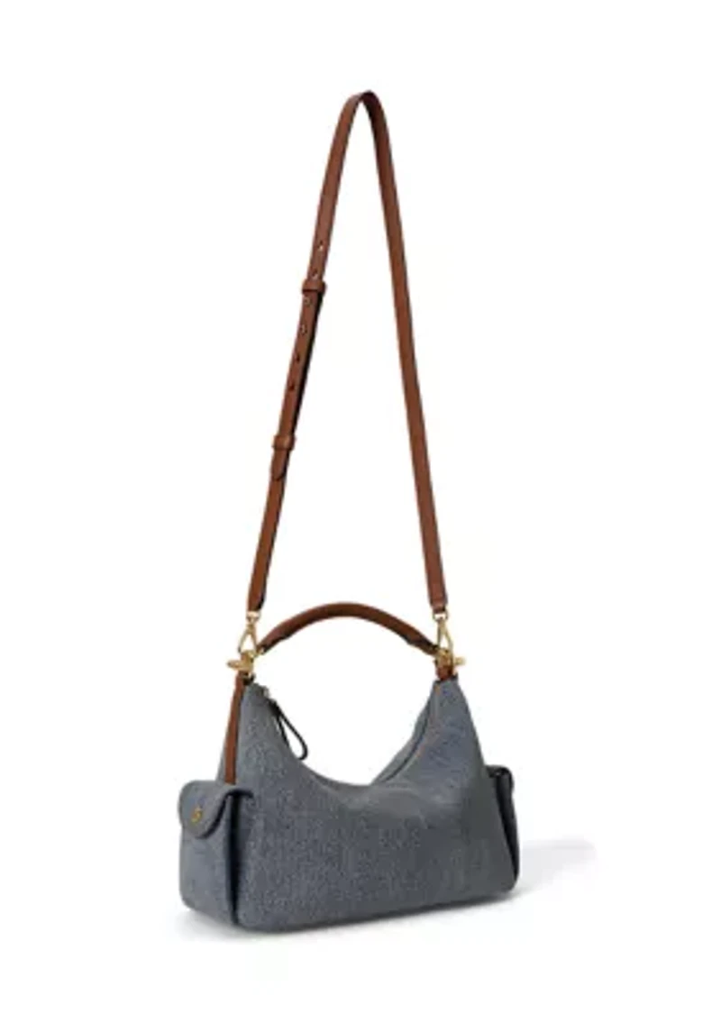 Washed Denim Small Blaike Shoulder Bag