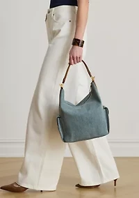 Washed Denim Large Blaike Shoulder Bag