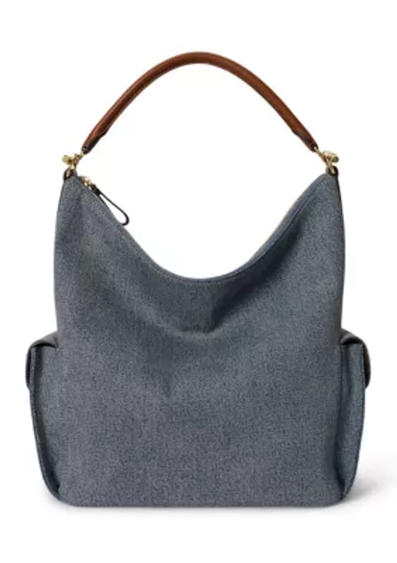 Washed Denim Large Blaike Shoulder Bag