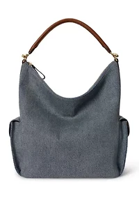 Washed Denim Large Blaike Shoulder Bag