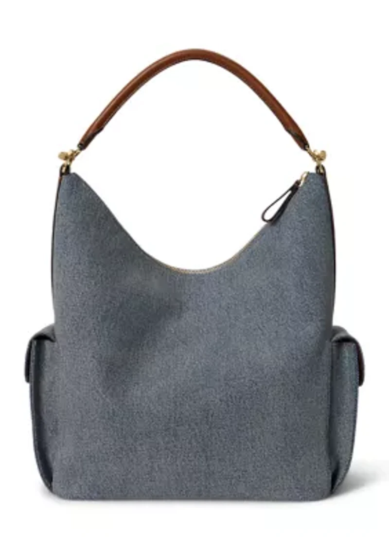 Washed Denim Large Blaike Shoulder Bag