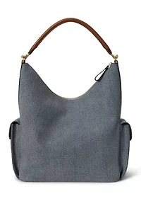Washed Denim Large Blaike Shoulder Bag