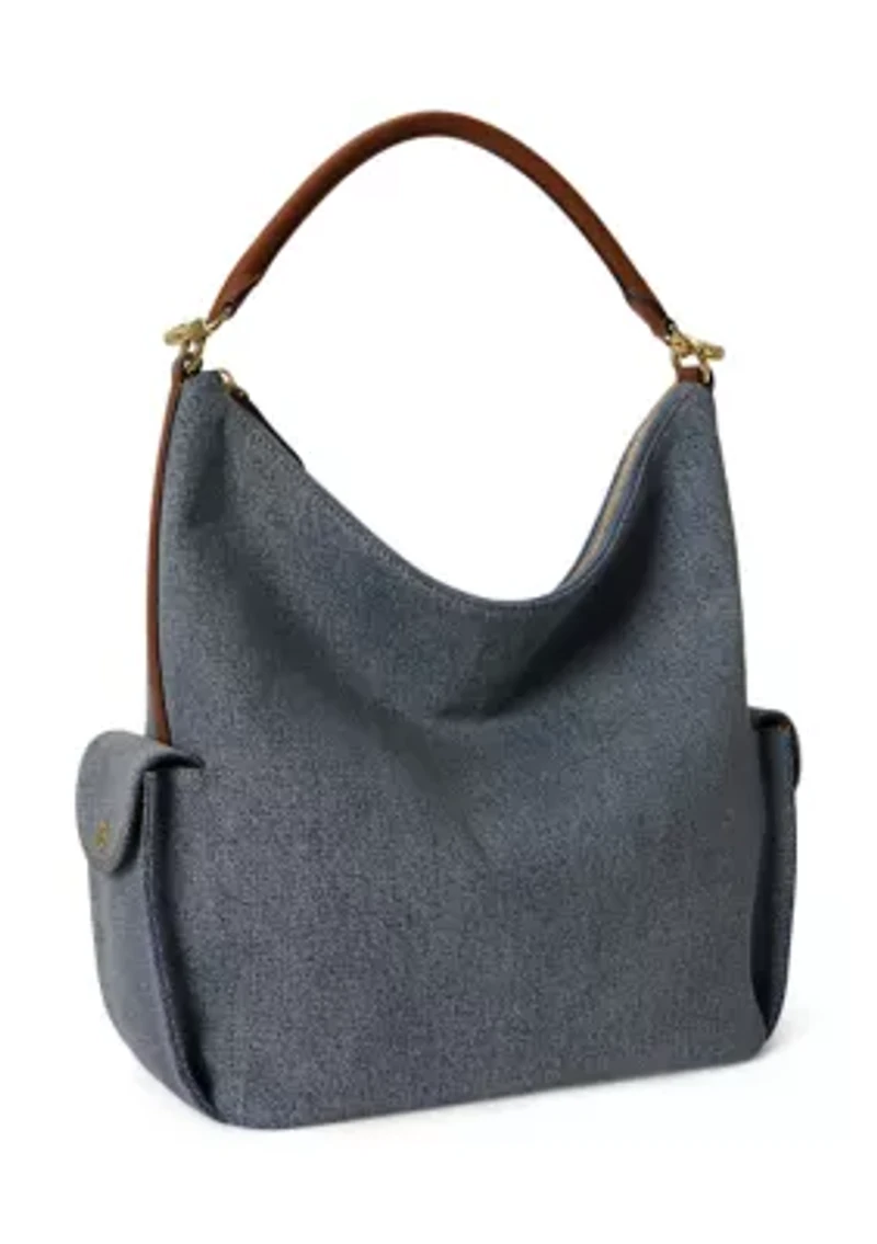 Washed Denim Large Blaike Shoulder Bag