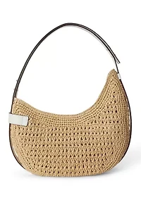 Crocheted Straw Large Tasha Shoulder Bag
