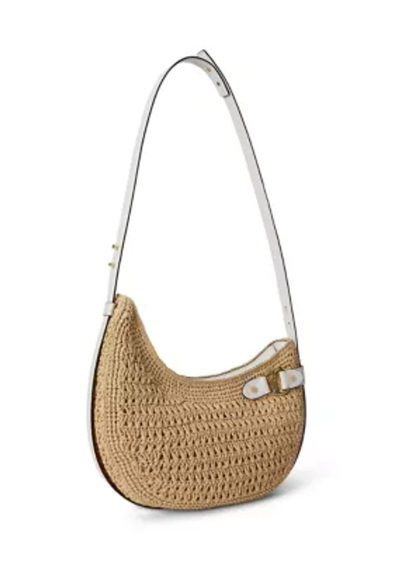 Crocheted Straw Large Tasha Shoulder Bag