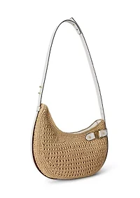 Crocheted Straw Large Tasha Shoulder Bag
