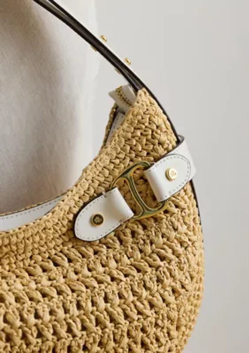 Crocheted Straw Large Tasha Shoulder Bag