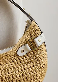 Crocheted Straw Large Tasha Shoulder Bag