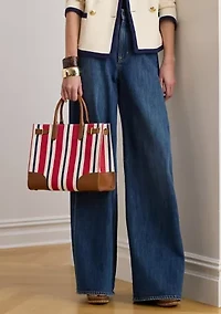 Striped Canvas Medium Devyn Tote Bag