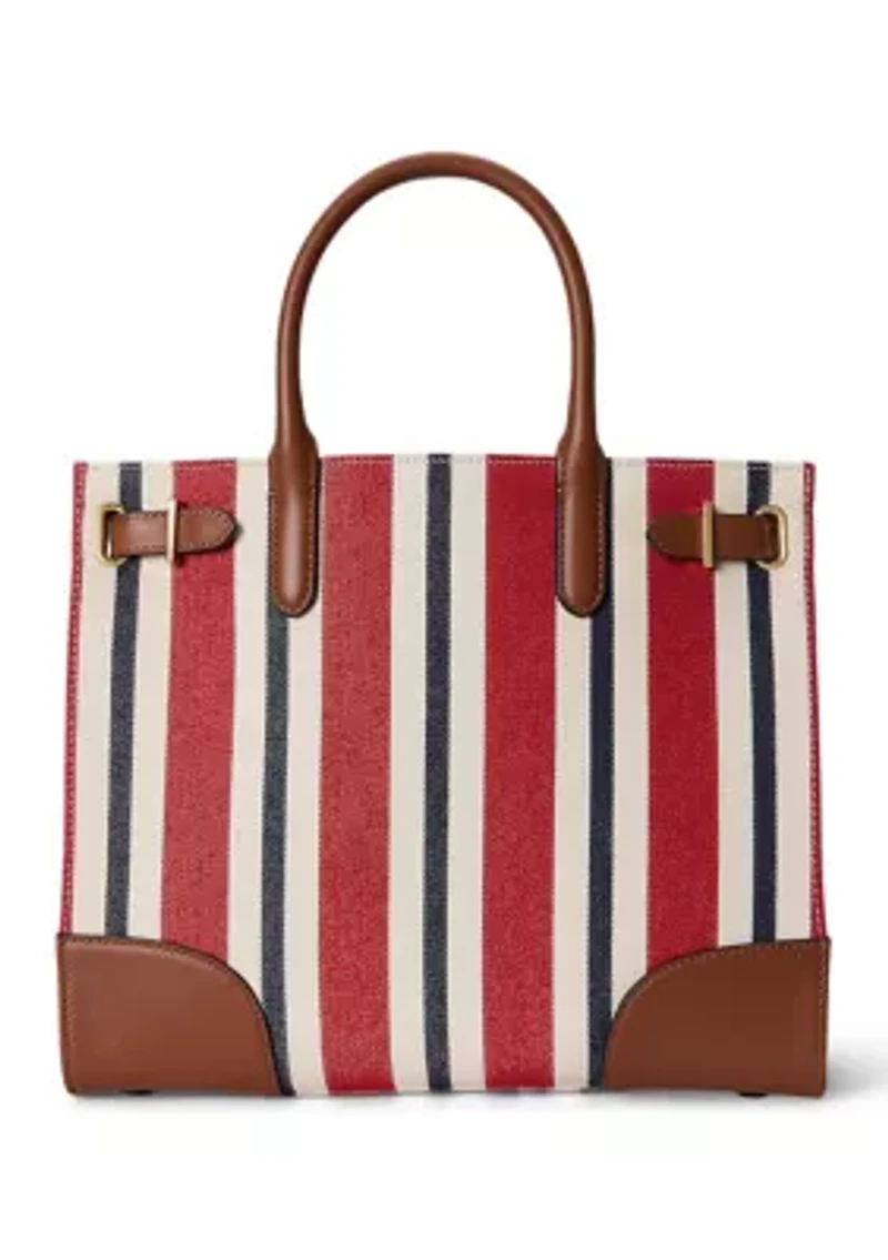 Striped Canvas Medium Devyn Tote Bag
