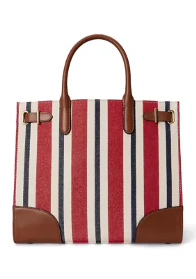 Striped Canvas Medium Devyn Tote Bag