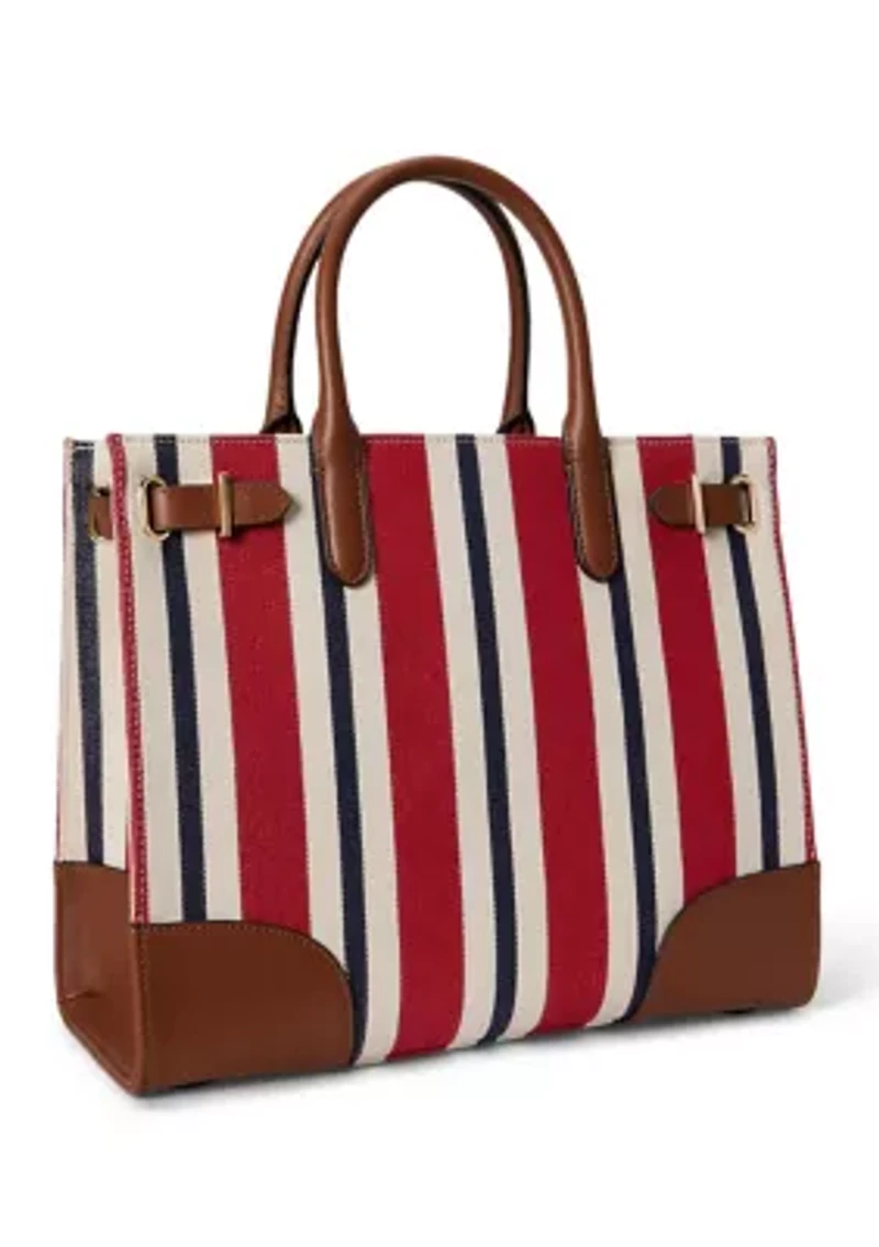 Striped Canvas Medium Devyn Tote Bag