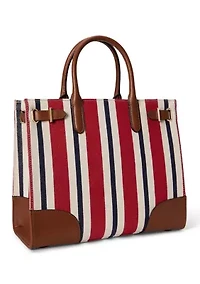 Striped Canvas Medium Devyn Tote Bag