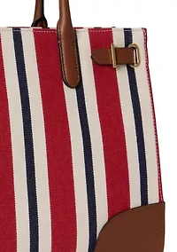 Striped Canvas Medium Devyn Tote Bag