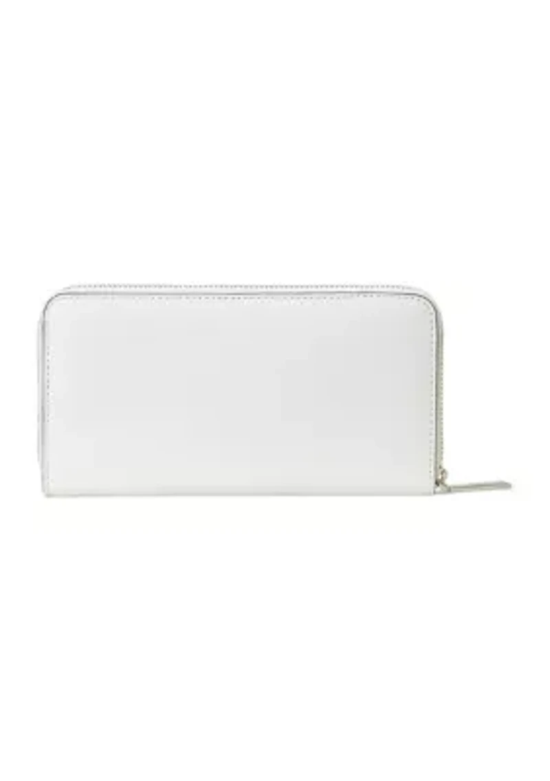 Embroidered Leather Continental Wallet