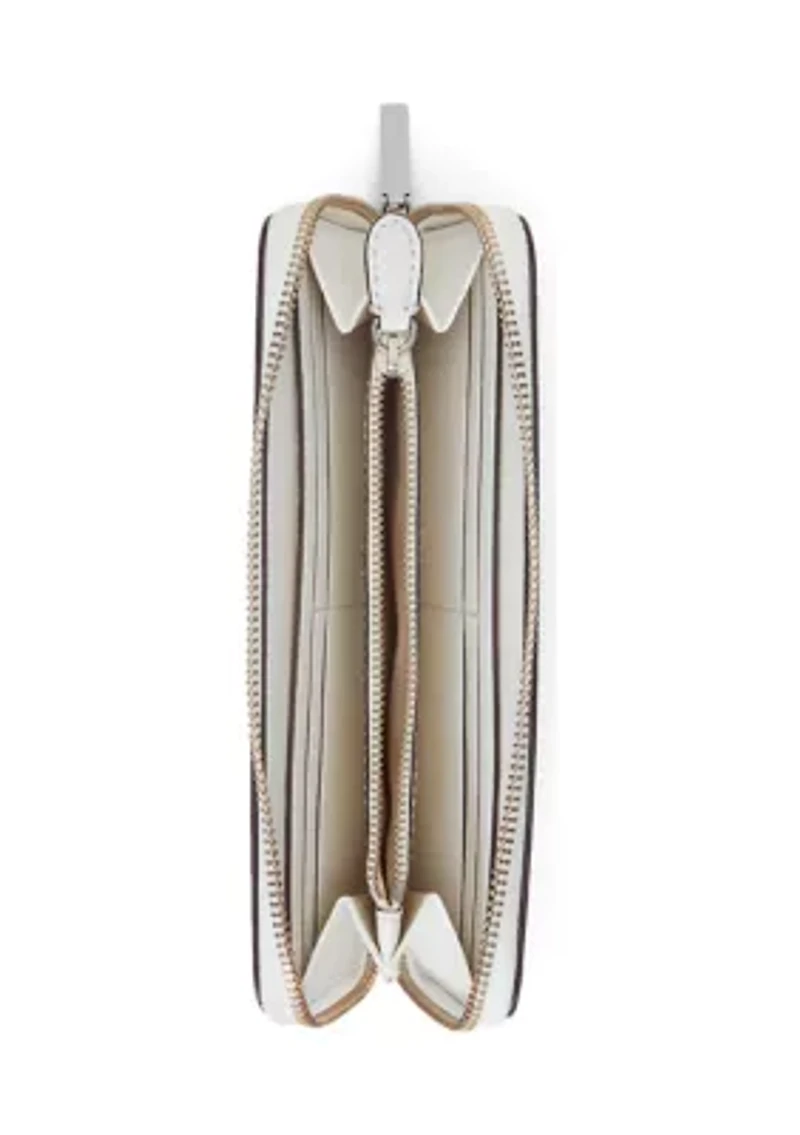 Embroidered Leather Continental Wallet