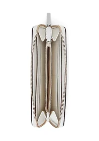 Embroidered Leather Continental Wallet
