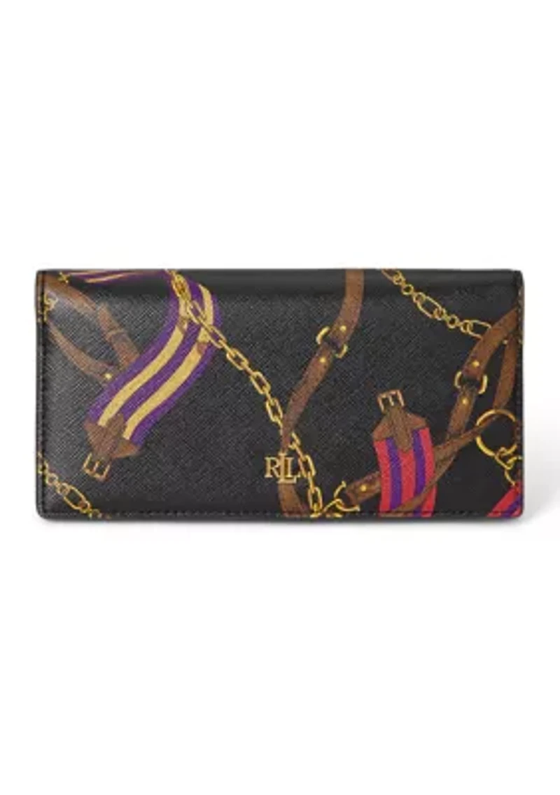 Print Crosshatch Leather Slim Wallet