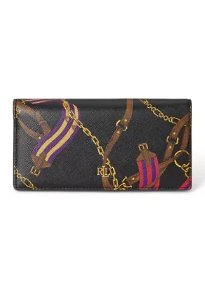 Print Crosshatch Leather Slim Wallet